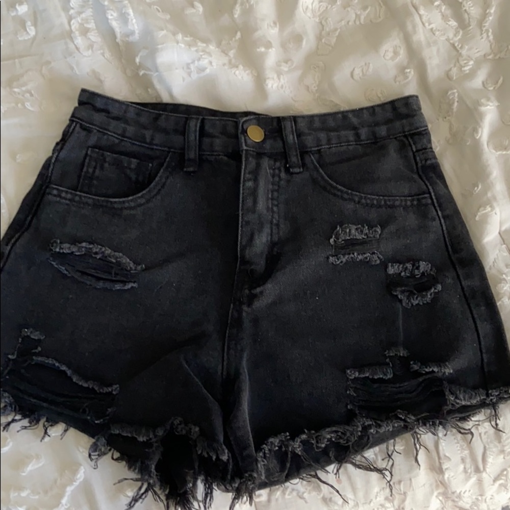 black jean shorts